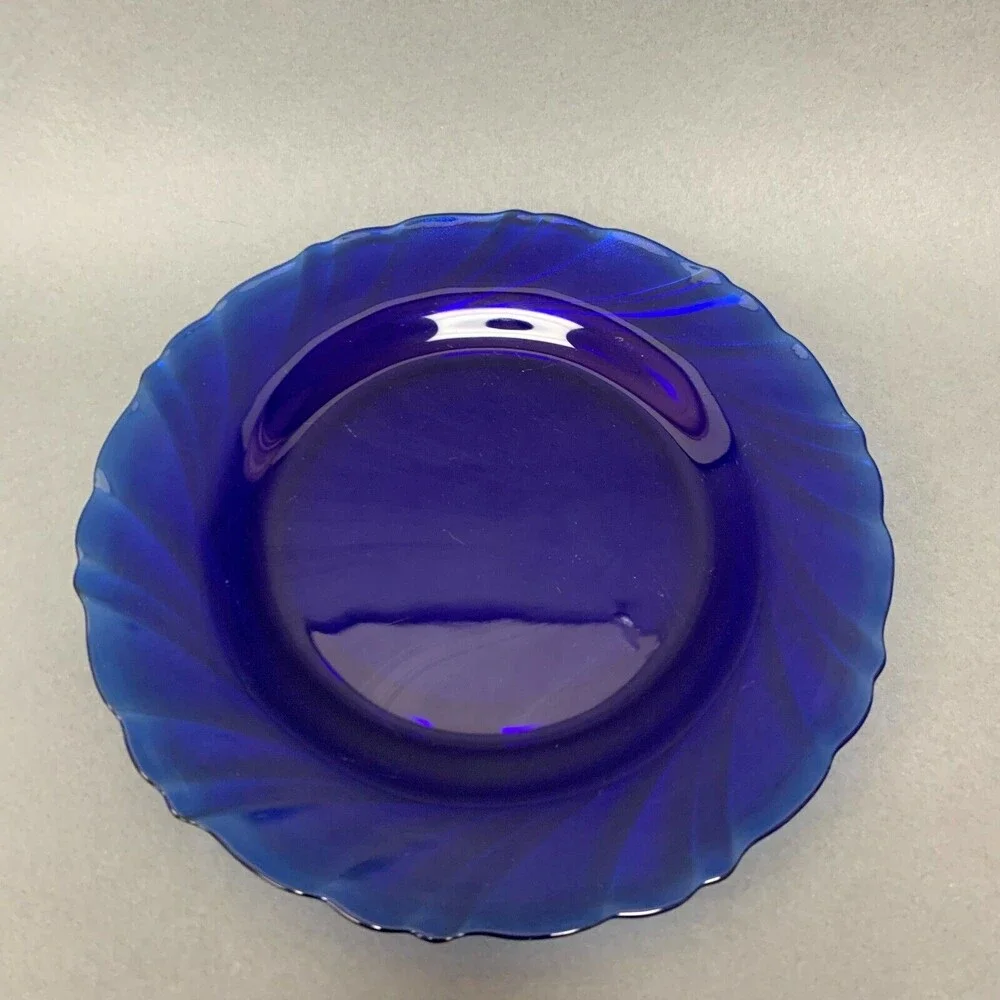 Vereco Cobalt Blue Salad Glass Plate Swirl 7‎ 5/8